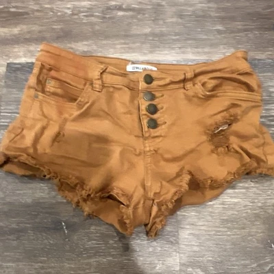 Pantalones Cortos Billabong Tiro Alto Envejecido Botón Mosca Corte Marrón Naranja Para Mujer’s 27 Foto 1 de 4