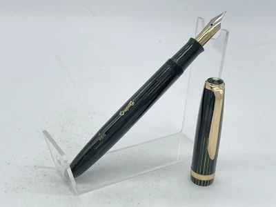 Caneta-tinteiro a vácuo verde ouro 14K fina OSMIA SUPRA 984 Alemanha década de 1930 nova na caixa - Imagem 1 de 4