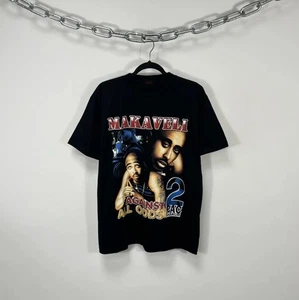 Camiseta negra vintage 2Pac Shakur Makaveli Against All Odds Song Rap L - Imagen 1 de 13