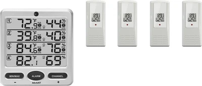 Ambient Weather WS-10-X4 Wireless Indoor/Outdoor 8 Channel Thermo-Hygrometer wit - Image 1 of 4