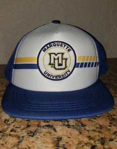 New* Marquette University Retro 80s Foam Mesh Trucker Baseball Hat White Yellow - Picture 1 of 4