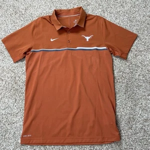 Nike Dri-Fit Texas Longhorns Polo Men's Medium Light NCAA Orange Patch Logo - Picture 1 of 5
