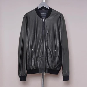 ALL SAINTS Leather Jacket XXL Mens Black Biker Bomber Oasis Celebrity BLENHAM - Picture 1 of 23
