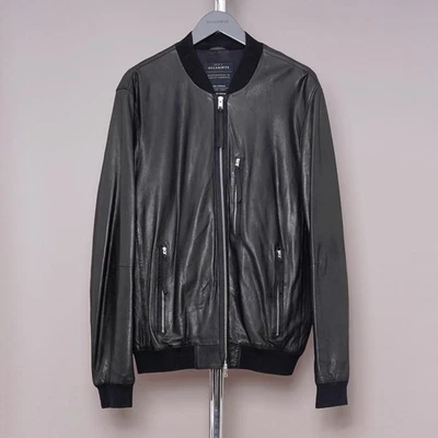 ALL SAINTS Leather Jacket XXL Mens Black Biker Bomber Oasis Celebrity BLENHAM - Image 1 of 4