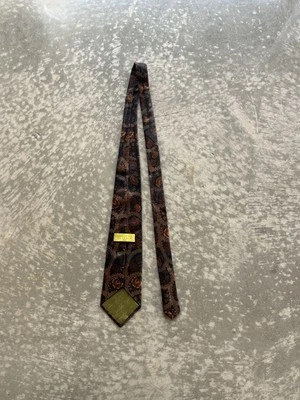 Christian Lacroix Silk Necktie Bronze & Brown Floral Print - Image 1 of 3