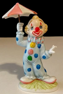 Vintage LEFTON Clown Figura Porta Ombrello Blu Tuta a Pois 5,5” T - Foto 1 di 11