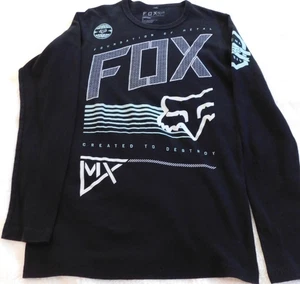 Vintage Fox Racing Shirt Erwachsene Small schwarz Grafik Motocross BMX Langarm Y2K - Bild 1 von 7