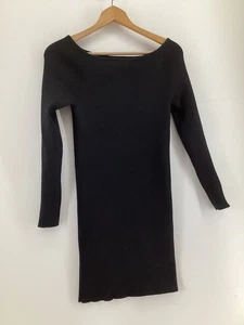 Primark Black Ribbed Knit Mini Dress Bodycon Long Sleeve UK M 12/14 - Picture 1 of 7