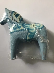 Schwedischer Dala hellblau authentisches Pferd.10cm.Neu (ununter initialisiert) - Bild 1 von 4