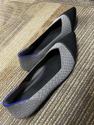 Rothy’s The Point Flats Negro Gris Espiga Tejido Mujer’s Talla 10 Foto 1 de 4