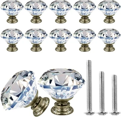 12p Perillas de Cristal de Latón - Tiradores de Cajón de Vidrio Tiradores de Cajón y Paquete de 12 Bronce Foto 1 de 4