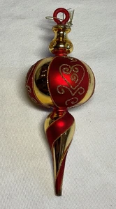 Ciondolo addobbi natalizi vetro mercurio ORO ROSSO glitter vortice 8 pollici NUOVO - Foto 1 di 5