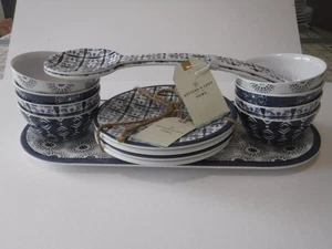 Artisan De Luxe Home 15 Piece Melamine Snack Set Tray Plates Bowls Salad Spoons - Picture 1 of 11