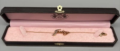 NIB Juicy Couture Gold B-JUICY Pave Script Bracelet YJRU4029 NEW - Image 1 of 4