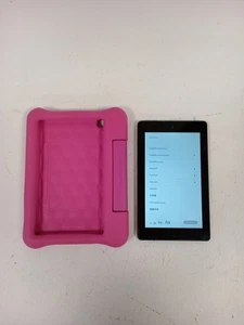 AMAZON Fire 7 Tablet 9th Gen 16GB Black with Pink Kids Case Bundle - PRE-OWNED - Picture 1 of 8