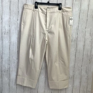 NWT Lauren Ralph Lauren Cropped Pants Women 18W Stretch Winter Cream Wide Leg - Picture 1 of 24