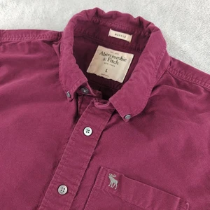Abercrombie & Fitch Shirt Mens Large Red Button Down Muscle Fit Preppy Classic - Picture 1 of 10