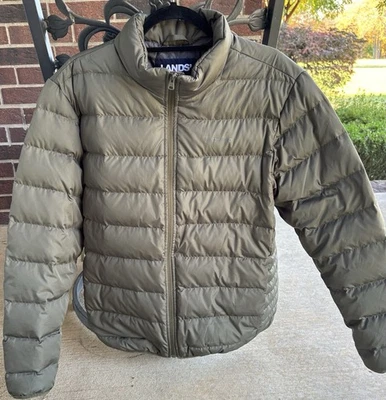 Men's Lands End Green Puffer Down Jacket Coat Size Medium 38-40 - Image 1 of 4