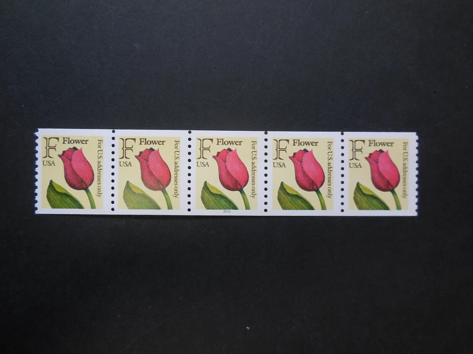 #2518  29c F Rate  Rose PNC Coil Strip of 5 Plate #2222 MNH OG VF/XF - Image 1 of 1