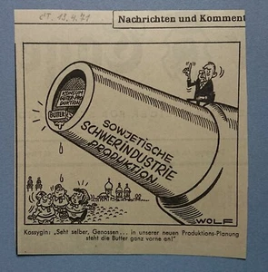 Old Display Tageblatt Coburg 13.04.71 Political Satire Politics Economy Wolf - Picture 1 of 2