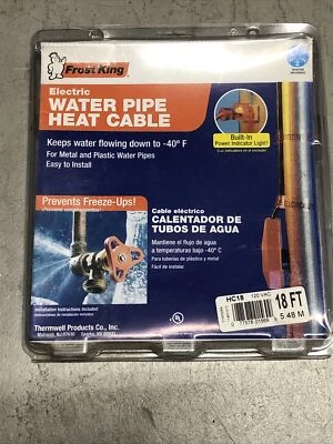 NEW! Frost King 18ft Electric Water Pipe Heat Cable Kit, Freeze Preventer HC18 - Image 1 of 3