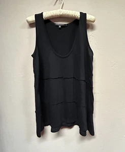 Robert Kitchen Canada Womens Round Neck Textured Tunic Tank Top Size Small Black - Picture 1 of 8