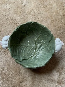 DEPT 56 große Kohl Servierschale Porzellan mit weißen Hasengriffen SCHÖN - Bild 1 von 7