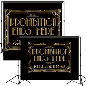 Roaring 20's Gatsby Prohibition Ends Here Backdrop Scene Setter Photobooth Prop - Imagen 1 de 12