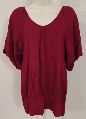 Kenar Womens Top Shirt Blouse Size Medium Red Short Sleeve Flare Flowy Knit - Image 1 of 4