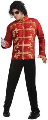 Michael Jackson Red Military Jacket Pop Star Halloween Deluxe Adult Costume - Image 1 of 2