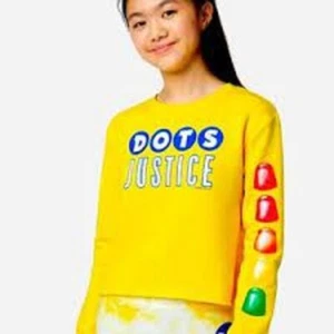 NWT Justice Girls Yellow Dots Candy Sweatshirt Size 8 12 (B4) - Picture 1 of 2