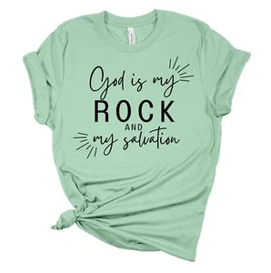 Womens Christian Tshirt God Is My Rock And My Salvation Short Sleeve T-shirt - Picture 1 of 3