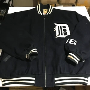 Detroit Tigers Varsity Jacket Mens 4XL Navy Blue Cooperstown Collection Mitchell - Picture 1 of 12