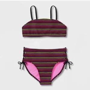 Art class Girls' Bikini Top Set 2 Pc Striped Size XS (4/5) Multicolor - Picture 1 of 8