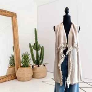 Lilly Pulitzer Women’s M Abbott Sleeveless Tassel Open Front Cardigan Sweater - Picture 1 of 14