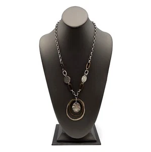 RUBY RD. Silver & Brass Tone Distressed Design Openwork Circle Pendant Necklace - Picture 1 of 12