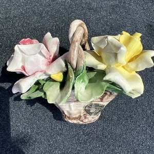 Capodimonte Porzellan Rosen im Korb - Bild 1 von 5