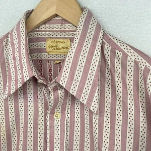 Vtg ARROW Shirt Mens 16.5 33 Kent Collection Dress Striped Polka Button Up Red - Picture 1 of 15