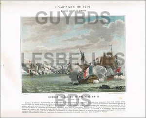 TYPOGRAVURE XIXe ARMéE  1794 COMBAT NAVAL 10 PRAIRIAL AN II - Picture 1 of 1