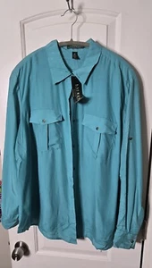 Ralph Lauren Mujer 100% Seda TURQUESA Manga Larga Botón Abajo -2X -NUEVO CON ETIQUETAS - Imagen 1 de 4