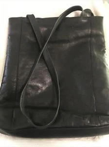 Black Leather Tablet/ Messenger Bag. Two Compartment W/Tablet Compartment - Picture 1 of 9