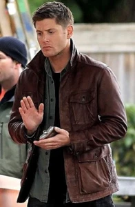Men's Supernatural Season 7 Real/Genuine Leather Jacket/Coat in Brown - Picture 1 of 4