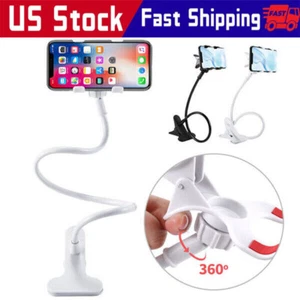 Universal Lazy Mobile Phone Gooseneck Stand Holder Flexible Bed Desk Table Clip - Picture 1 of 13