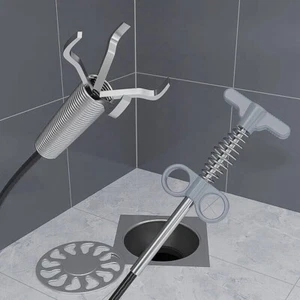 160CM 63in Sewer Pipe Unblocker Snake Spring Pipe Dredging Tool Kitchen Bathroom - Picture 1 of 7
