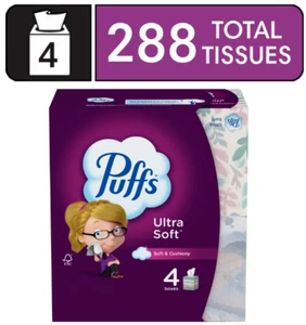Puffs Ultra Soft Non-Lotion Facial Tissues, 4 Mega Cube Boxes, 72 Tissues per Bo - Picture 1 of 3