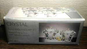 2 Piece Crystal Votive Tapered Candle Holder Set Original Box #0011 (A-5) - Picture 1 of 10