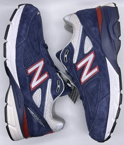 New Balance Mens 990v4 Made In USA Navy Red M990BR4 Size 8 D NWOB Suede Run - Picture 1 of 13