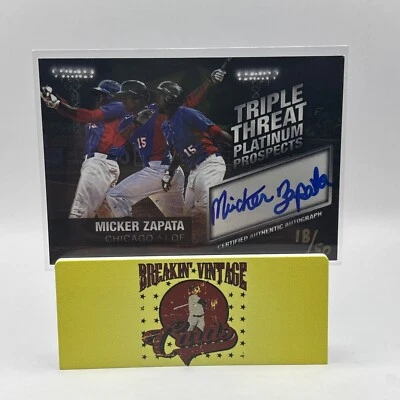 2013 Onyx Platinum Prospects Blue Ink Micker Adolfo Zapata Auto 18/50 - Image 1 of 4