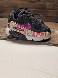 Air Max 90 Print Mesh Toddler (5C) Black/Hyper Violet Athletic Shoes 833499-001