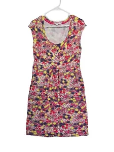 Boden Margot Kleid Größe 14 R Jersey Blumenmuster rosa gelb lila Schaufelausschnitt - Bild 1 von 10